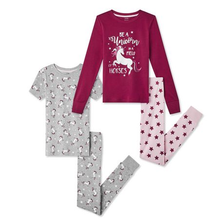 George Girls' 4-Piece Ribbed Pajama Set | Walmart Canada