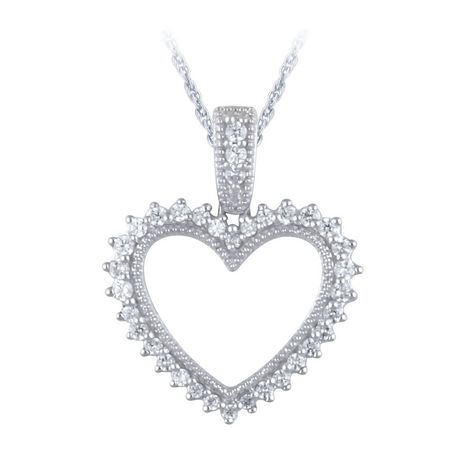 0.18 Ct T.W. Diamond Heart Pendant in 10K White Gold with 18