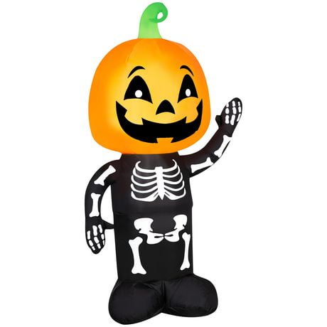 Airblown-Waving Pumpkin Boy Skeleton-SM (WM), Airblown-Waving Pumpkin Boy Sk