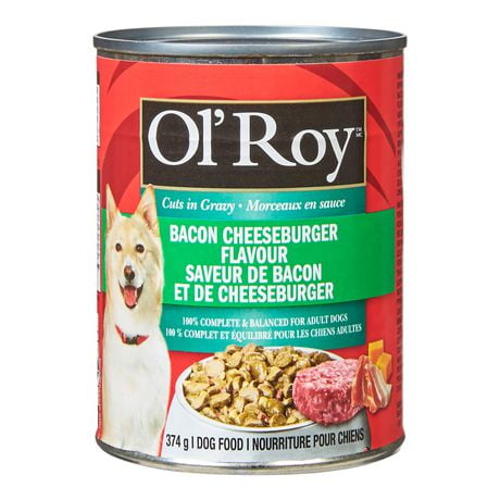 Ol’ Roy Cuts in Gravy Bacon Cheeseburger Flavour dog food, 374 g