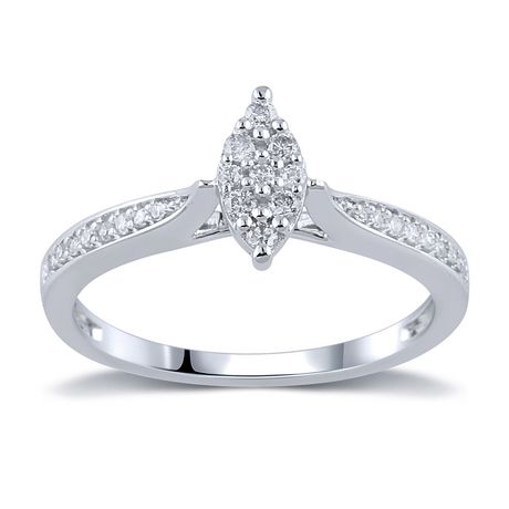 0.15 Ct.T.W. Diamond Marquise Cluster Promise Ring in Sterling Silver ...