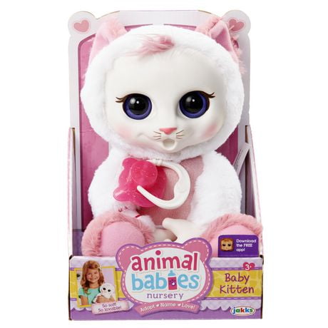 Animal Babies Nursery Basic Plush White Kitten Toy