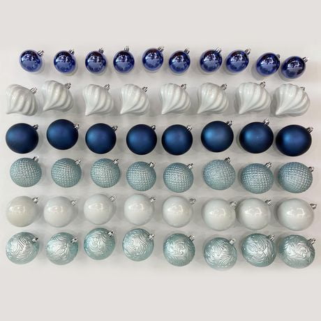 50 Shatterproof Ornaments box set - 3 Shade of Blue