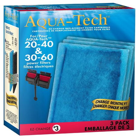 Aqua-Tech Cartouche Filtrante 20-60, Paquet de 3 Cartouche filtrante Aqua-Tech de 20 à 60 gallons, paquet de 3
