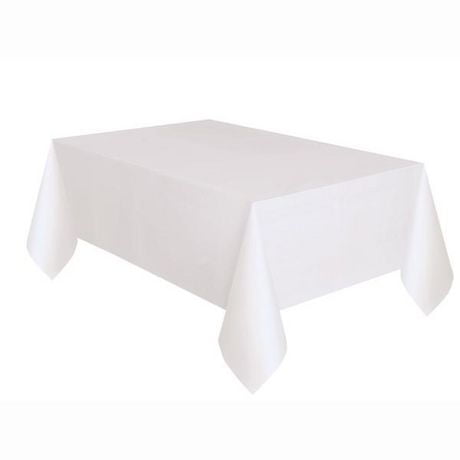 Nappe de table rectangulaire solide en plastique blanc, 54" x 108" 1ct, 54" x 108"