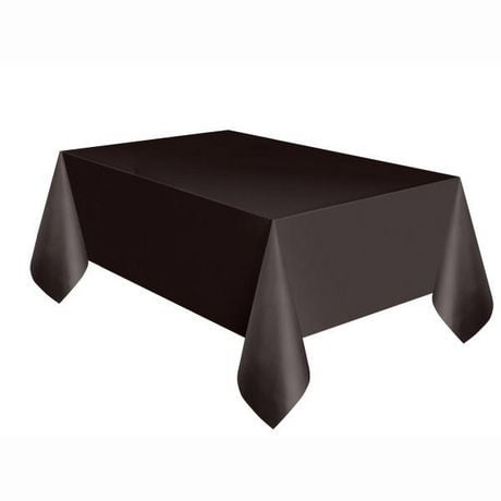 Black Rectangular Plastic Table Cover, 54" x 108", 1ct, 54" x 108"