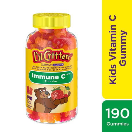 Vitamines gélifiées L'il Critters Immune C Plus Zinc 190 gélifiés, saveur naturelle