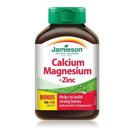 Jamieson Caplets de Calcium Magnésium avec Zinc 100 + 100 comprimés