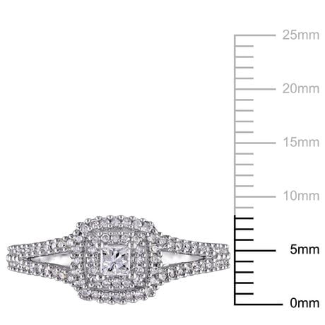 miabella carat halo engagement sterling princess diamond ring cut double round silver rings