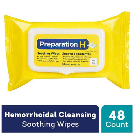 Preparation H® Soothing Wipes for Hemorrhoid Cleansing with Aloe and Witch Hazel, Flushable, 48-Count, 48 wipes