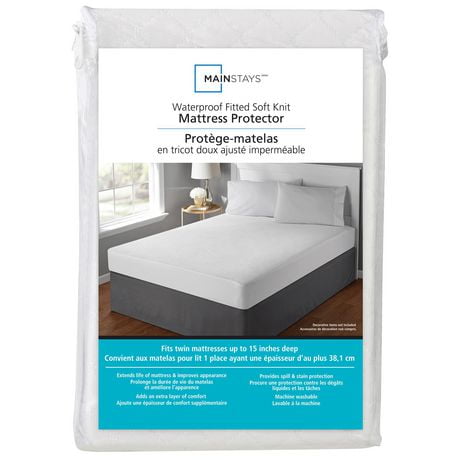 Mainstays Waterproof Fitted Soft Knit Mattress Protector, Waterproof Mattress Protector