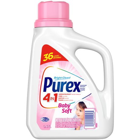 Purex 4 in 1 Baby Soft Liquid Laundry Concentrated Detergent, 1.47L, 36 Loads