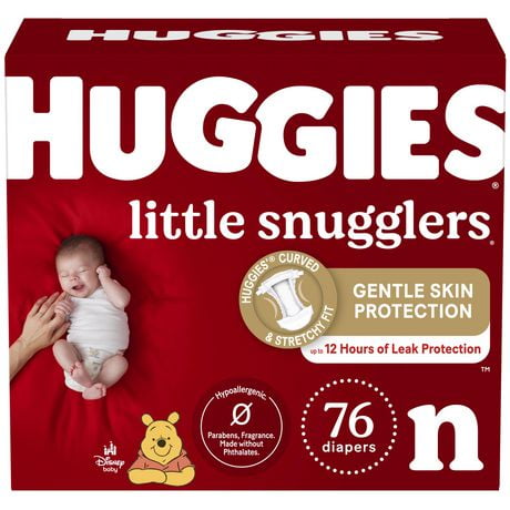 Huggies Little Snugglers Baby Diapers, Giga Pack, Sizes: N-2 | 84-72 Count