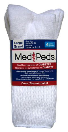 Medipeds Mens Diabetic Crew Sock - Walmart.ca