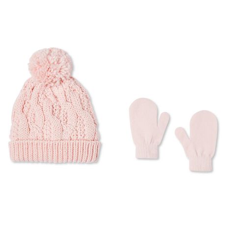 George Toddler Girls' Cable Knit Hat and Mittens 2-Piece Set | Walmart ...