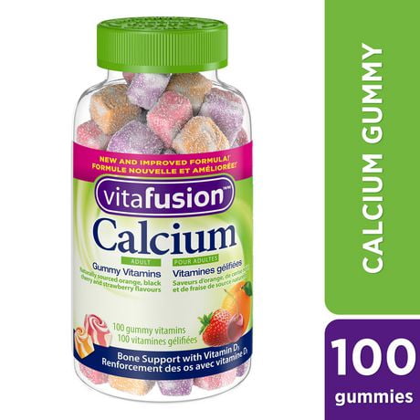 Supléments gélifiées Vitafusion Calcium avec Vitamine D pour adultes 100 gélifiés, saveur naturelle