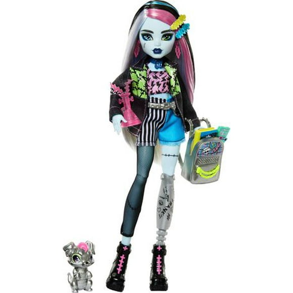 Monster High Frankie Stein Fashion Doll with Pet Watzie and Accessories, Ages 4Y+
