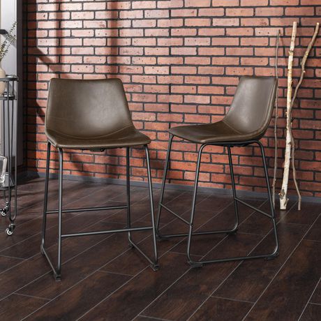 counter faux leather stools brown edison dining kitchen walker manor park stool finishes multiple industrial