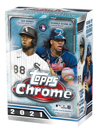 2021 Topps Chrome MLB Baseball Trading Cards Blaster Box- 8 packs | 1 Bonus  Refractor Parallel Pack