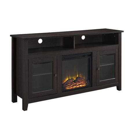 Walker Edison Espresso Wood Highboy Fireplace Media TV Stand Console  Walmart Canada