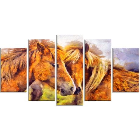 Design Art Loving Horses Animal Art Multi Panel Canvas Wall Art Walmart Canada