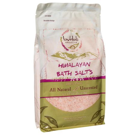 Buhbli Organics Himalayan Bath Salts - 100% Pure, Natural, and Unscented 3.3lb/1.5kg, Pure Himalayan Pink Salt