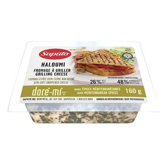 Saputo fromage Doré-mi Haloumi 26% M.G. épices méditerrannéennes 160 g bloc