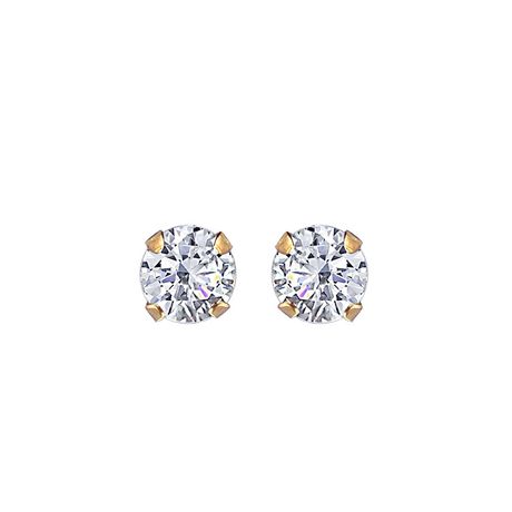 Luxury Designs 14K Yellow Gold 4mm Cubic Zirconia Stud Earring - Walmart.ca