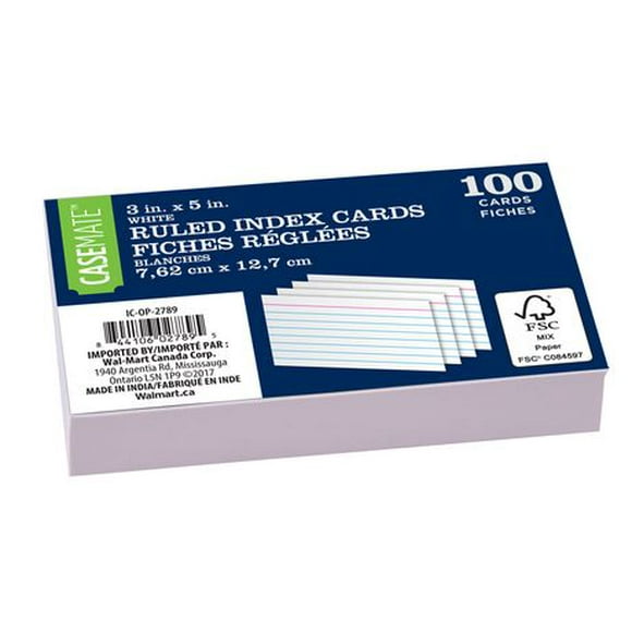 VENDOR LABELING (CAN) 3" X 5" White Ruled Index Cards