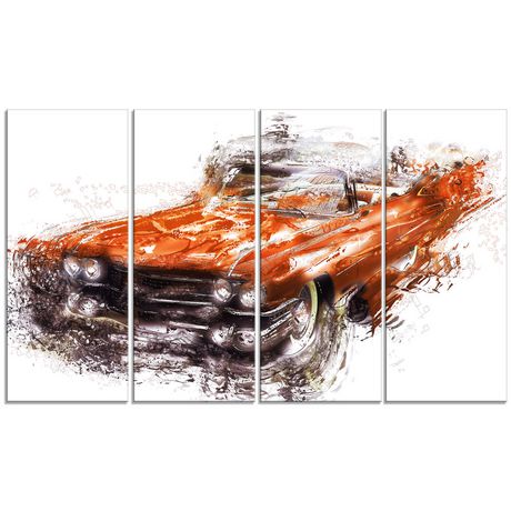 Design Art Orange Classic Car Canvas Wall Art | Walmart Canada