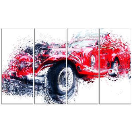 Design Art Red Vintage Classic Car Canvas Wall Art | Walmart Canada