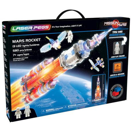 Laser Pegs Building Blocks Playset, Mission Mars Collection: Mars Rocket