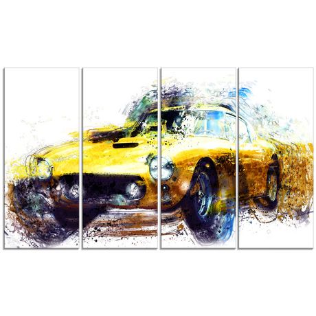 Design Art Yellow Classic Car Canvas Wall Art | Walmart Canada