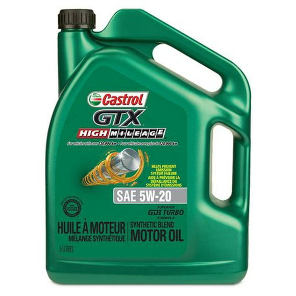 Castrol GTX – High Mileage 5W20 5L, A premium oil formulated for engines with over 120,000km.