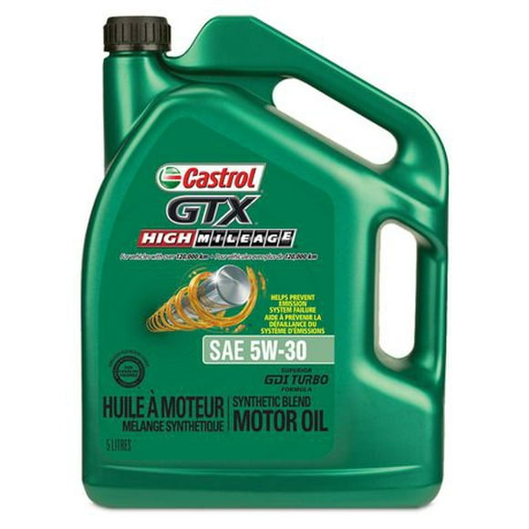 Castrol GTX – High Mileage 5W30 5L, A premium oil formulated for engines with over 120,000km.