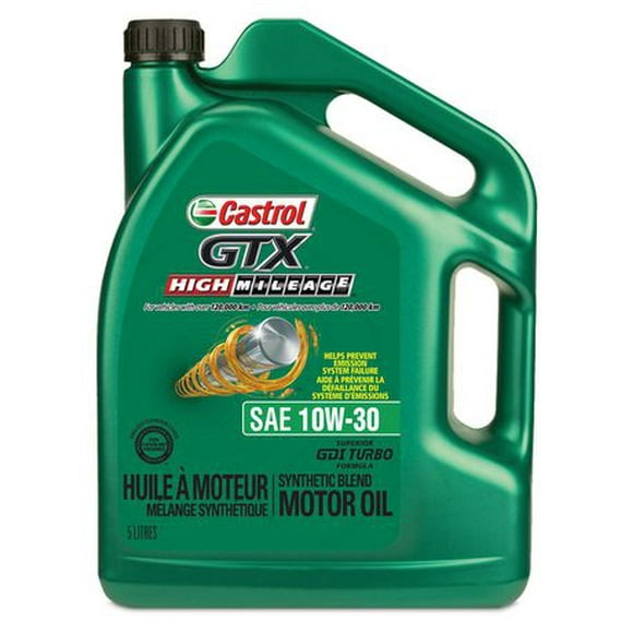 Castrol GTX – High Mileage 10W30 5L, A premium oil formulated for engines with over 120,000km.