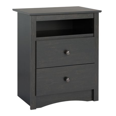 Prepac Sonoma Washed Black 2-Drawer Nightstand