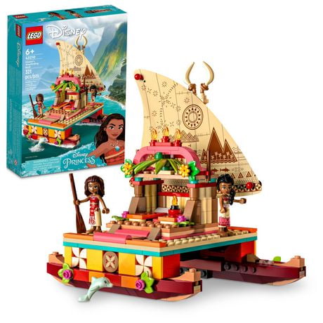 LEGO Disney Princess Moana's Wayfinding Boat 43210 Building Set - Moana and Sina Mini-Dolls, Dolphin Figure, Fun Movie Inspired Creative Toy for Boys, Girls, and Kids Ages 6+, Includes 321 Pieces, Ages 6+