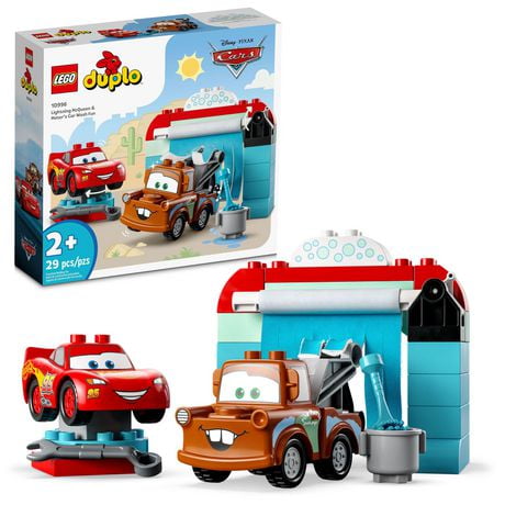 LEGO DUPLO | Disney Lightning McQueen & Mater's Car Wash Fun 10996, Toddler Toy with Two Buildable Cars, Educational STEM Toy for the Holidays