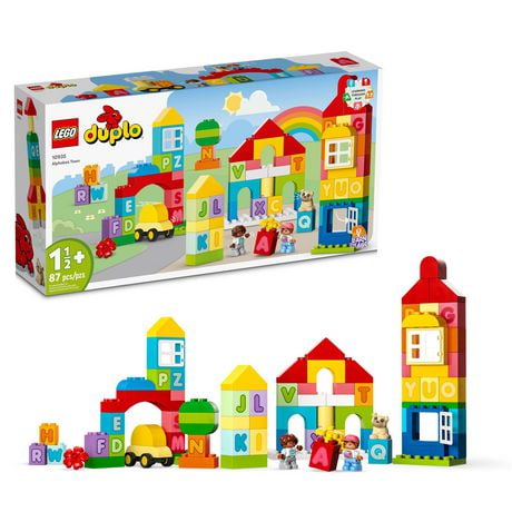 LEGO DUPLO Classic Alphabet Town 10935, Educational Early Learning Toys for Babies & Toddlers Ages +18 Months, Learn Colors, Letters and Shapes with Large Bricks