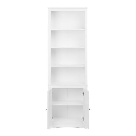 Tall Bookcase With 2 Shaker Doors White