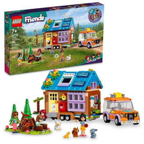 LEGO Friends Mobile Tiny House 41735, Forest Camping Dollhouse Pretend Play Set with Toy Car, Includes Leo & Liann Friendship Mini-Dolls, Gift Idea for Kids 7+, Includes 785 Pieces, Ages 7+