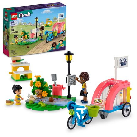 LEGO Friends Dog Rescue Bike Building Set, Pretend Play Animal Playset for Pet Loving Kids, Girls and Boys Ages 6 and Up with Puppy Pet Figure and 2 Mini-Dolls,  2023 Series Characters, 41738, Includes 125 Pieces, Ages 6+