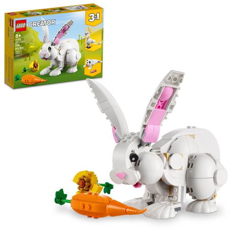 LEGO Creator 3 in 1 White Rabbit Animal Toy Building Set, Easter Gift for Kids Ages 8+, Build an Easter Bunny, a Seal or a Parrot Figure, Creative Play Easter Basket Stuffer for Boys and Girls, 31133, Includes 258 Pieces, Ages 8+