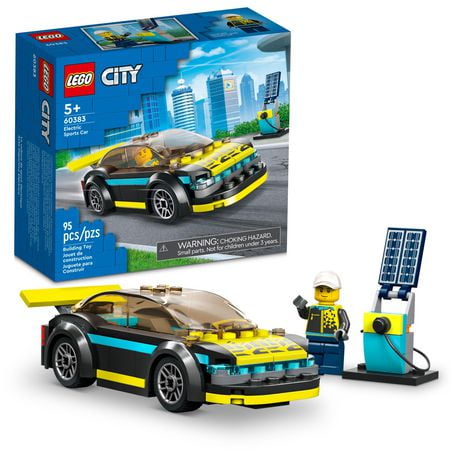 LEGO City Electric Sports Car, Toy for 5 Plus Years Old Boys and Girls, Race Car for Kids, Set with Racing Driver Minifigure, Building Toys, 60383, Includes 95 Pieces, Ages 5+
