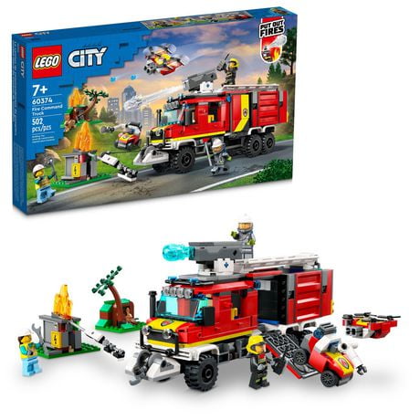 LEGO City Fire Command Unit Set with Fire Engine Toy 60374, Includes 502 Pieces, Ages 7+