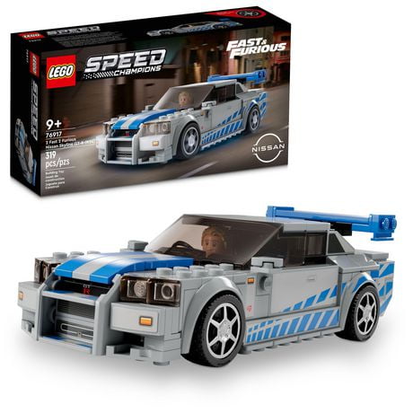 LEGO Speed Champions 2 Fast 2 Furious Nissan Skyline GT-R (R34) Race Car Toy Model Building Kit, Auto Show Toy with Racer Minifigure, Great Gift for Kids, 76917, Includes 319 Pieces, Ages 9+