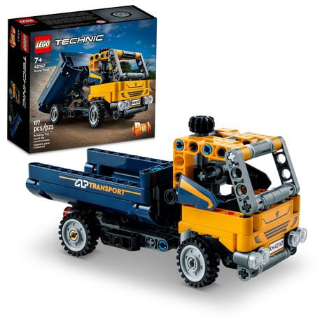 LEGO Technic Dump Truck 2 in 1 Toy Building Set 42147, Model Construction Vehicle and Excavator Digger Kit, Engineering Toys, Make Great Stocking Stuffers for Kids, Boys, Girls Ages 7+ Years Old, Includes 177 Pieces, Ages 7+