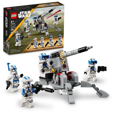 LEGO Star Wars 501st Clone Troopers Battle Pack 75345 Toy Set - Buildable AV-7 Anti Vehicle Cannon, 4 Minifigures Clone Squadron Collection, Great Gift for Kids Ages 6+, Includes 119 Pieces, Ages 6+