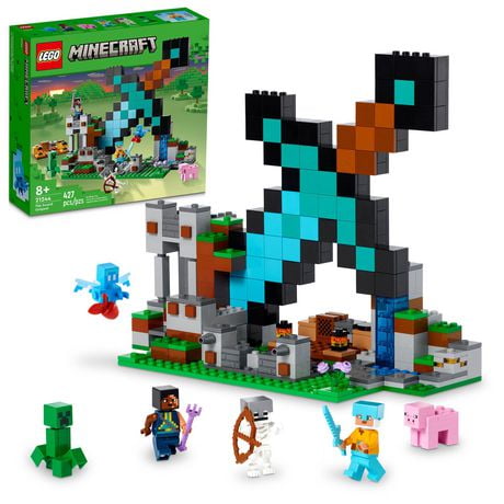 LEGO Minecraft The Sword Outpost 21244 Building Toys - Featuring Creeper, Warrior, Pig, and Skeleton Figures, Game Inspired Toy for Fun Adventures and Play, Gift for Kids, Boys, and Girls Ages 8+, Includes 427 Pieces, Ages 8+